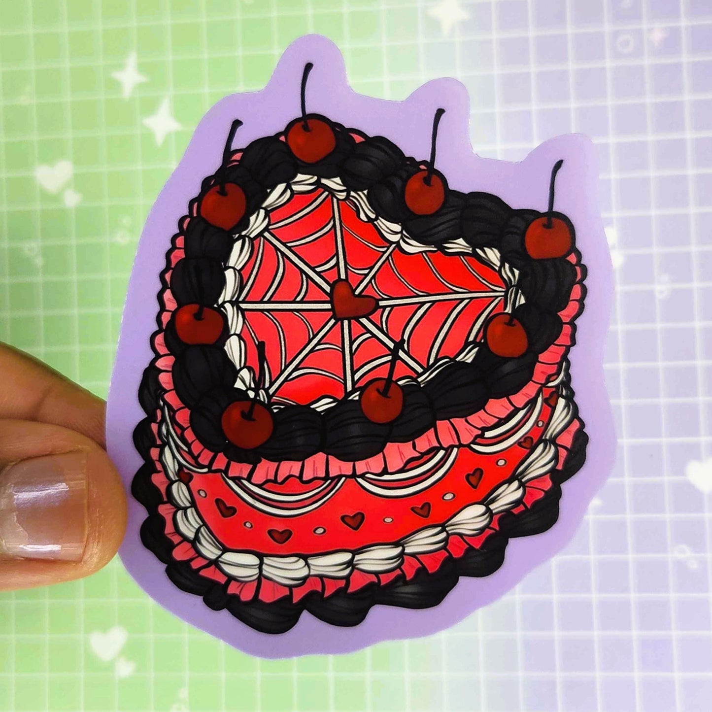 Gothic Pink Spider Web Cake 3" Sticker