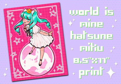 World is Mine Hatsune Miku 8.5x11 Art Print
