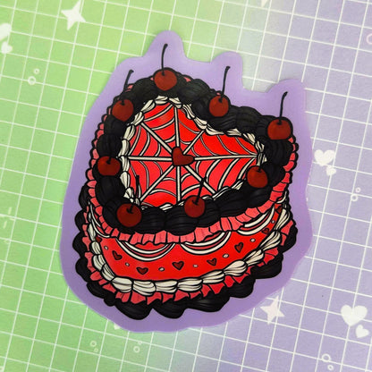 Gothic Pink Spider Web Cake 3" Sticker